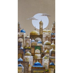Javed Qamar, 12 x 24 inch, Acrylic on Canvas Calligraphy Painting, AC-JQ-259